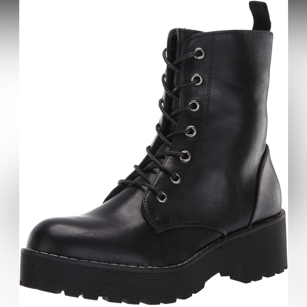 Black Leather Combat Boots